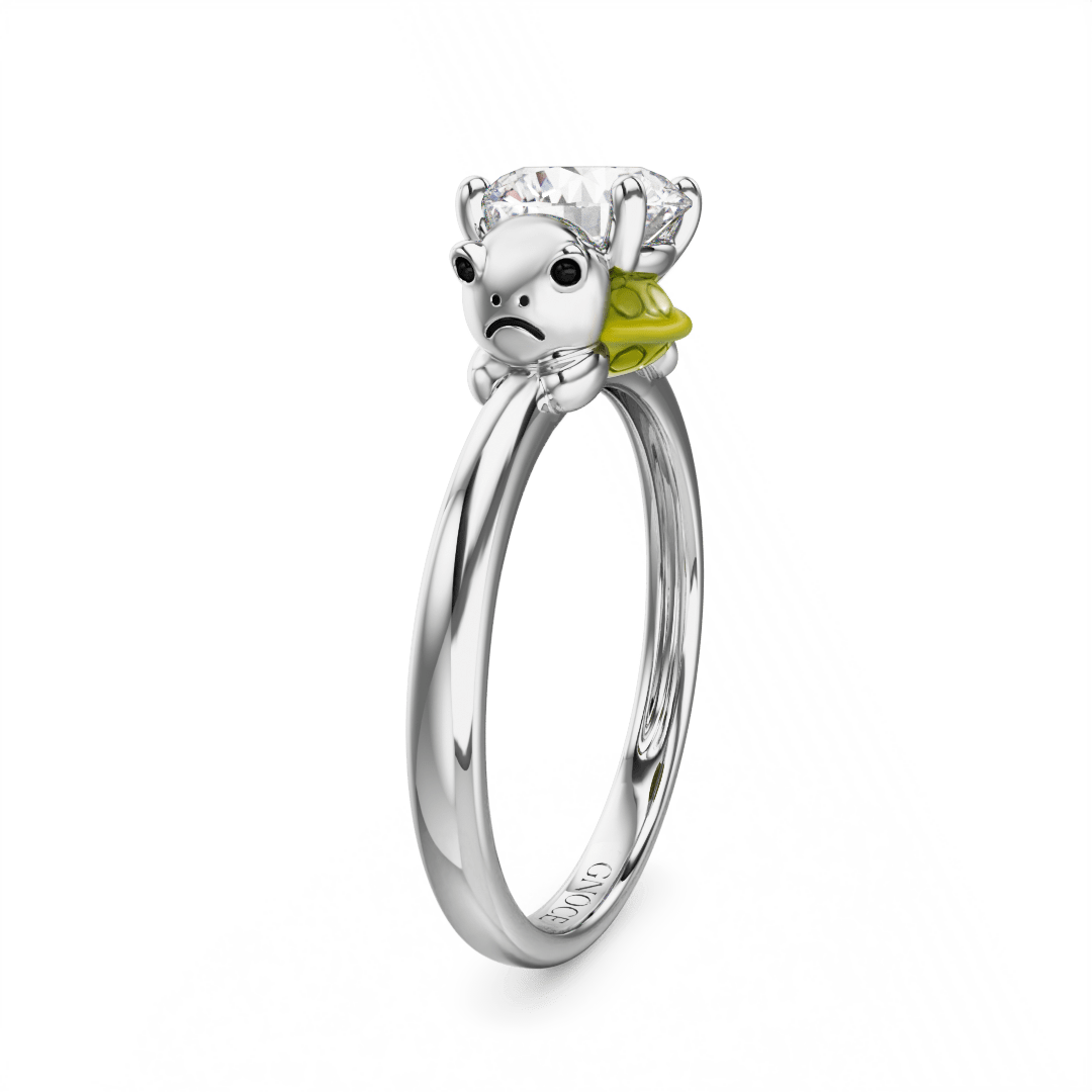 Gnoce Turtle Embraces Moissanite Round Cut Ring_5