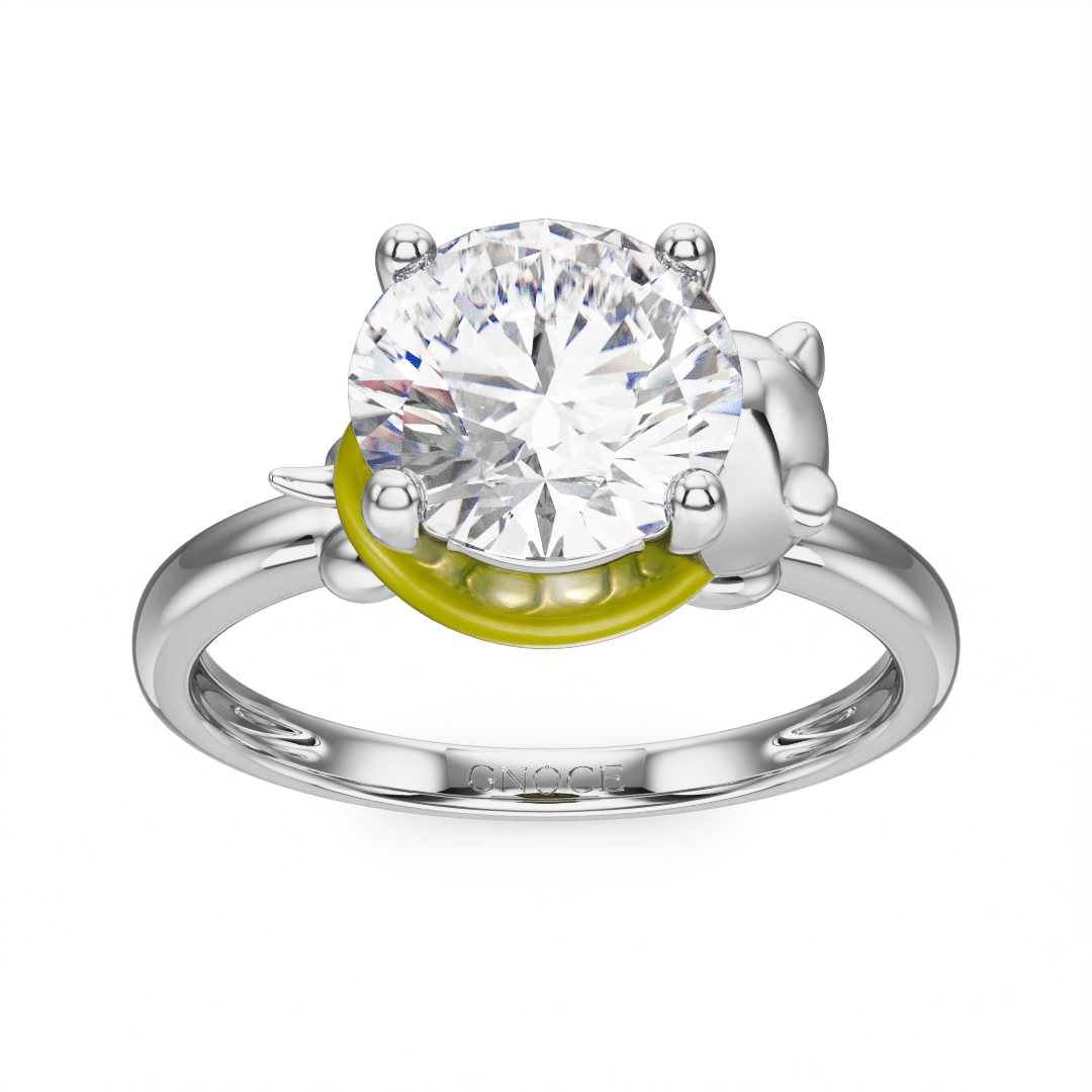 Gnoce Turtle Embraces Moissanite Round Cut Ring_2