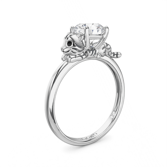 Gnoce White Tiger Embraces Moissanite Round Cut Ring_1