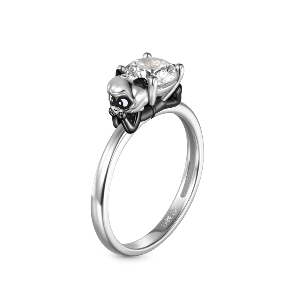 Gnoce Zag Heroez Miraculous - Cat Noir White Moissanite Ring_1