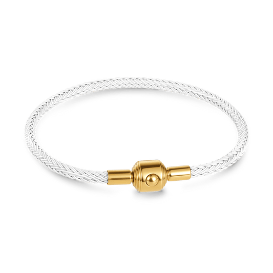 Gnoce White Cylindrical Snap Basic Bracelet with 2 Pieces of Stoppers_1
