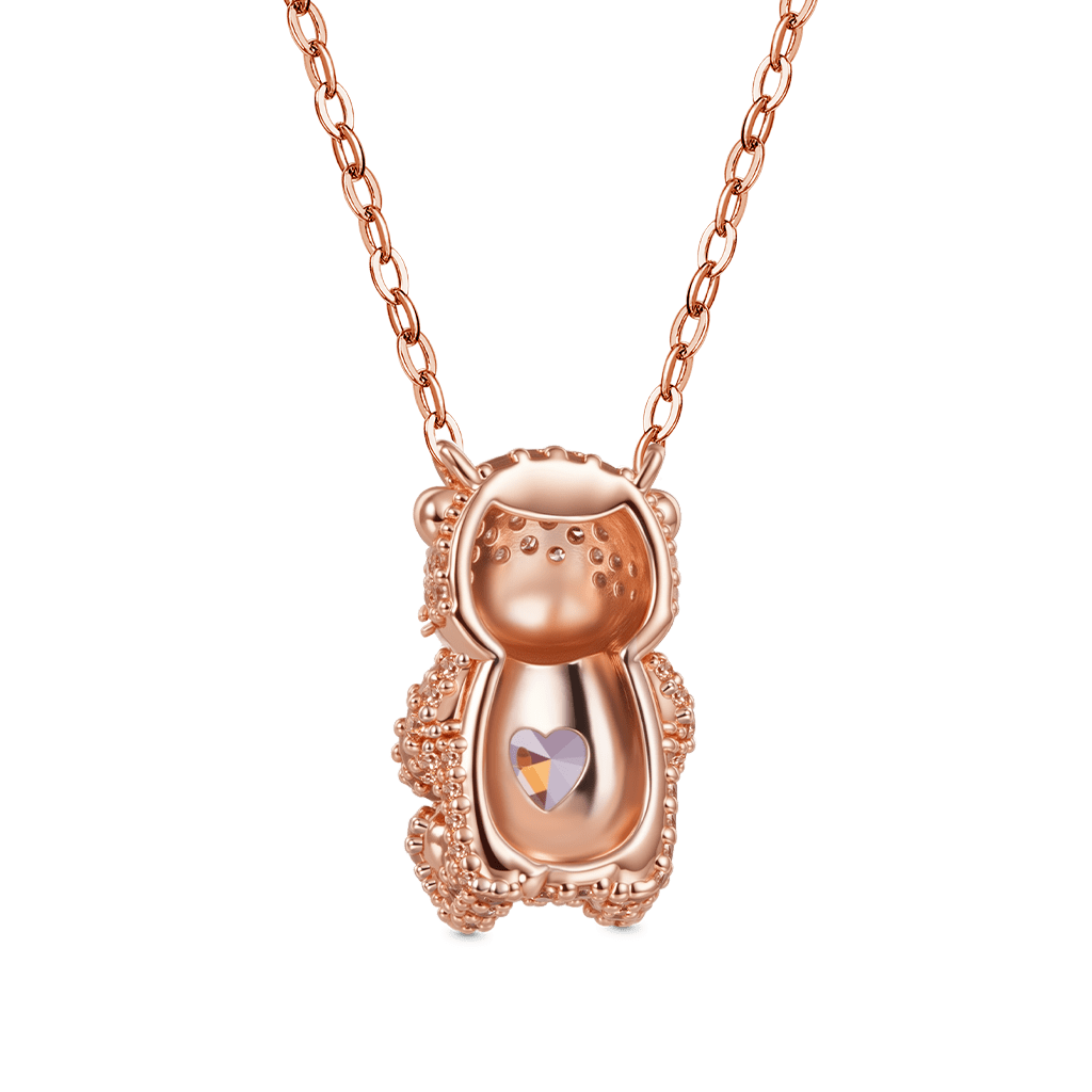 Gnoce Cute Brooke Otter Embraces Heart Birthstone Necklace_2