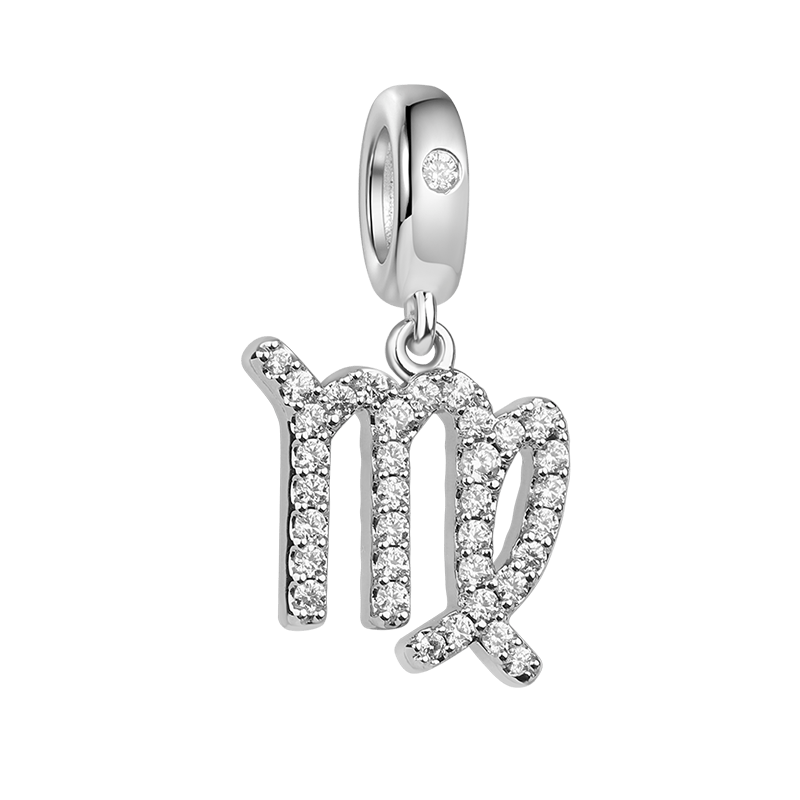 Gnoce "Remember Me in Your Heart" 925 Sterling Silver Virgo Charm Zodiac Sign Pendant With Cz For Bracelet_1