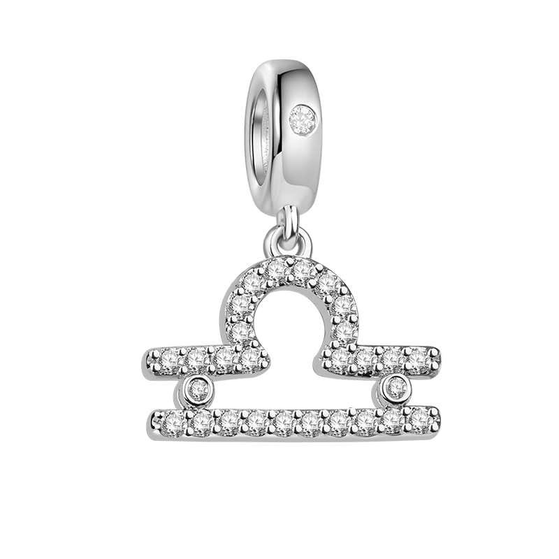 Gnoce "Hidden Talent" 925 Sterling Silver Libra Charm Zodiac Sign Pendant With Cz For Bracelet_1