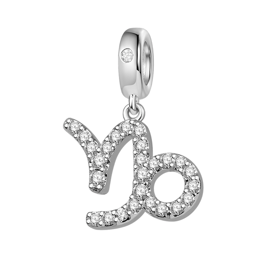 Gnoce "Independent Capricorn" 925 Sterling Silver Capricorn Charm Zodiac Sign Pendant With Cz For Bracelet_1