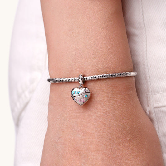 Gnoce Engravable Gender Reveal Birthstone Pendant Dangle Charm_6