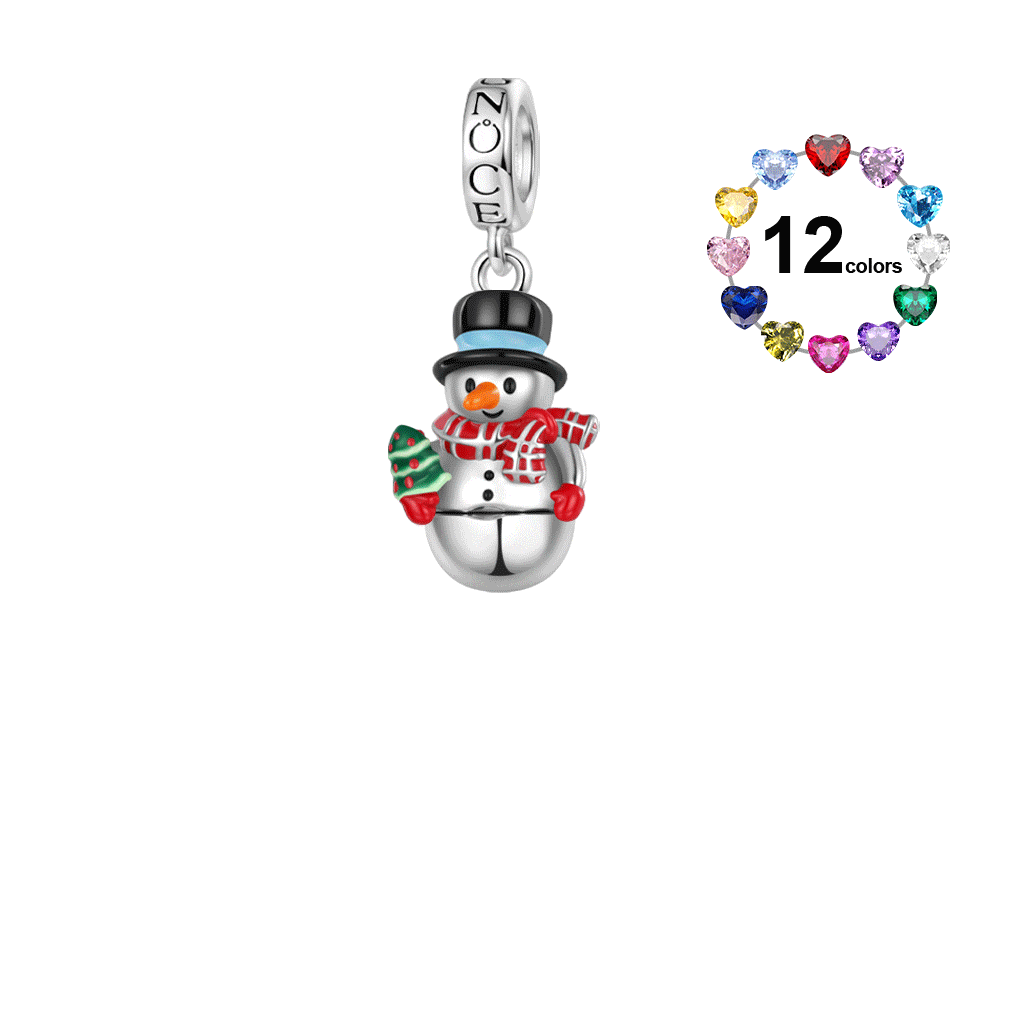 Gnoce Openable Christmas Snowman Birthstone Pendant Dangle Charm_1