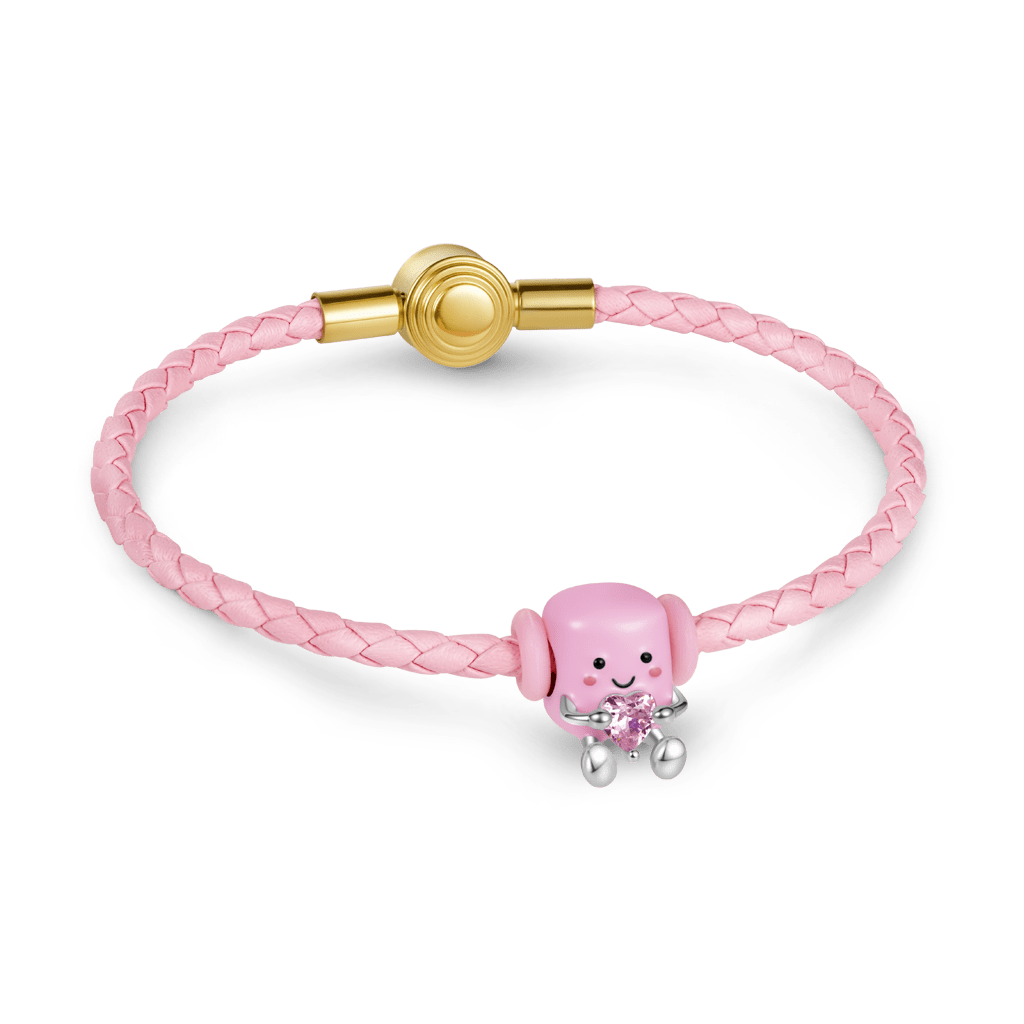 Gnoce Pink Threaded Snap Basic Bracelet with 2 Pieces of Stoppers_2