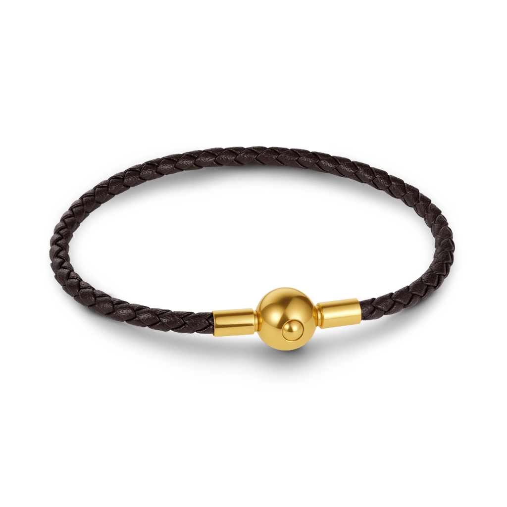 Gnoce Brown Round Snap Basic Bracelet with 2 Pieces of Stoppers_1