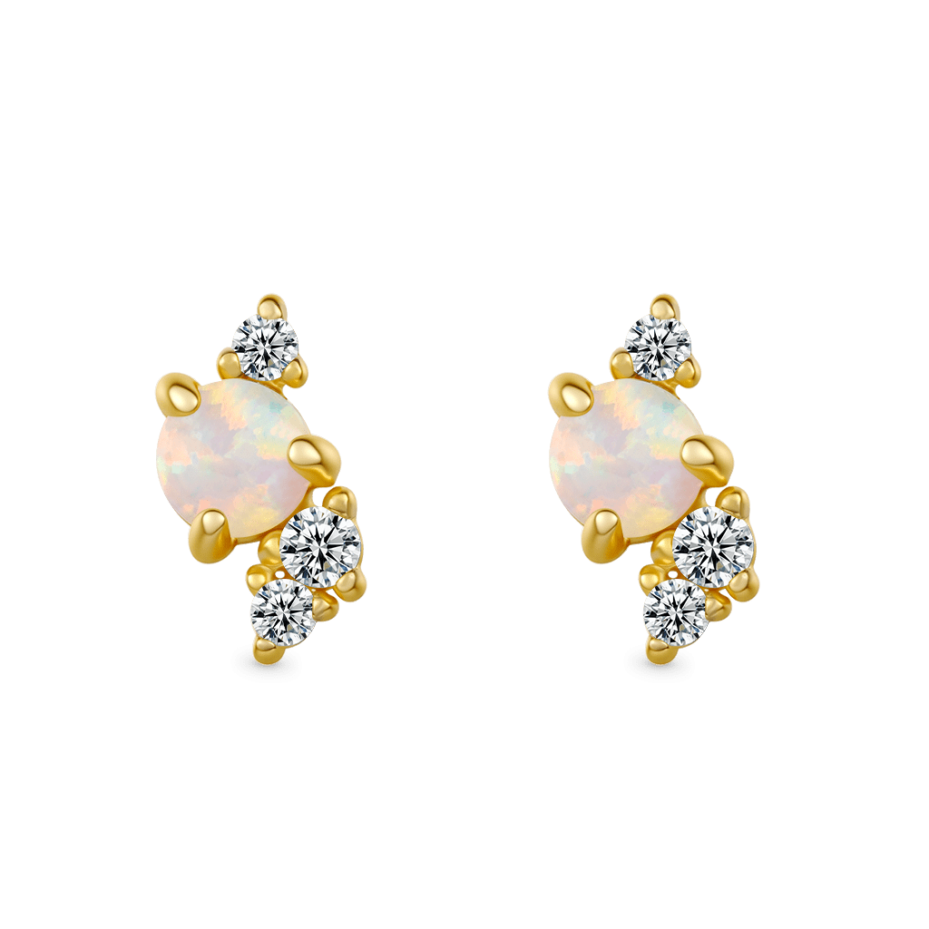 Gnoce 14K/10K Solid Gold Moissanite Opal Stud Earrings_4