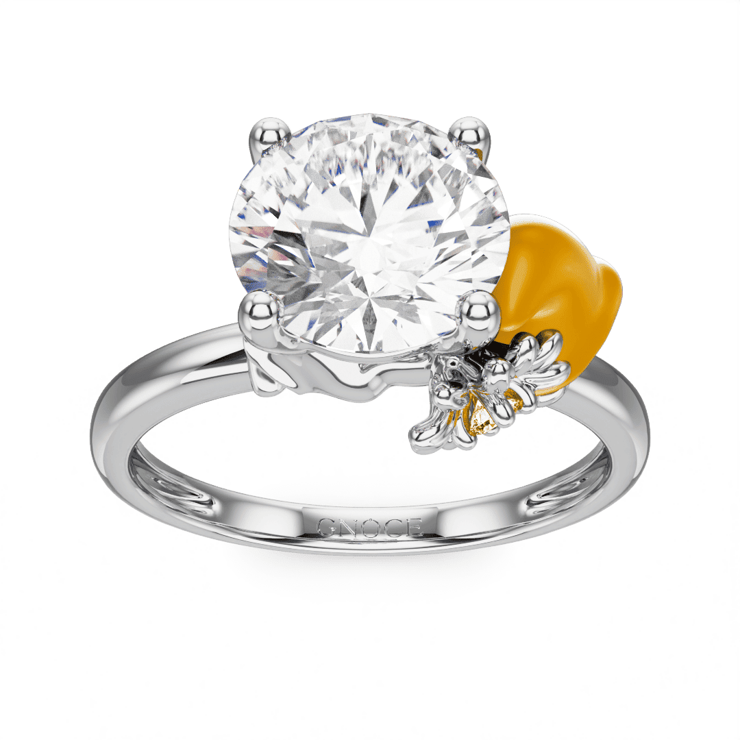 Gnoce Daisy Fairy Embraces Moissanite Round Cut Ring_2