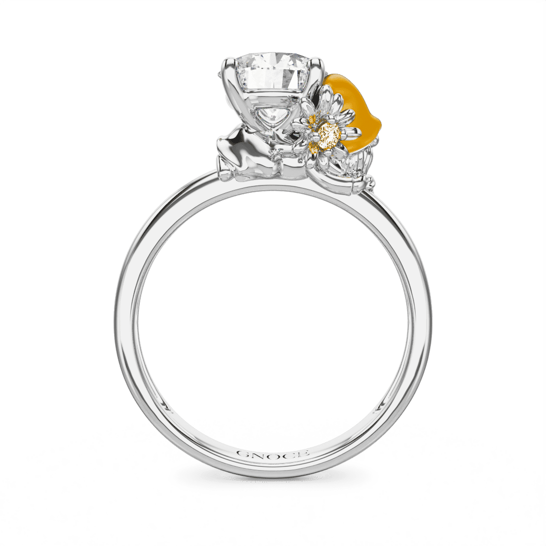 Gnoce Daisy Fairy Embraces Moissanite Round Cut Ring_5