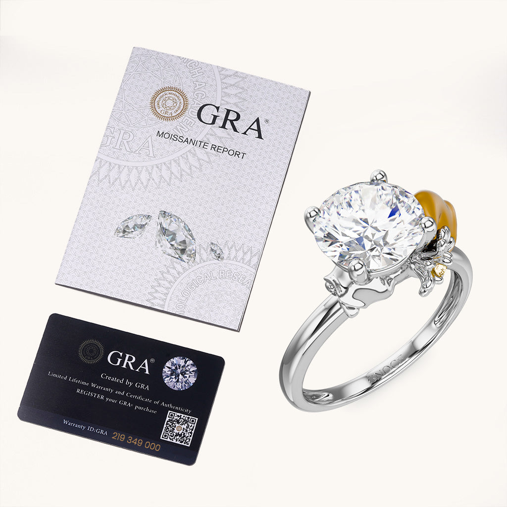 Gnoce Daisy Fairy Embraces Moissanite Round Cut Ring_6