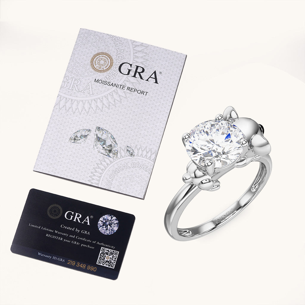 Gnoce Koala Embraces Moissanite Round Cut Ring_6