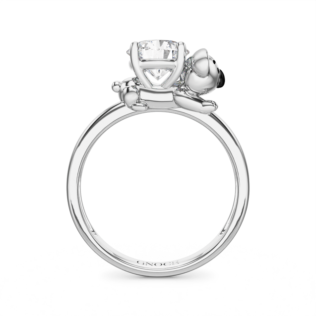 Gnoce Koala Embraces Moissanite Round Cut Ring_5