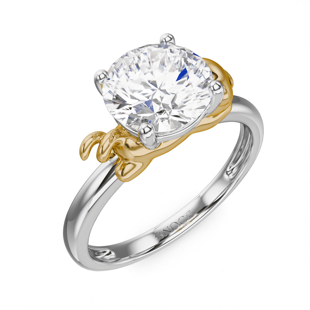 Gnoce Playful Golden Pig Embraces Moissanite Round Cut Ring_3