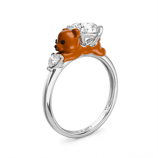 Gnoce Bear Embraces Moissanite Round Cut Ring_1