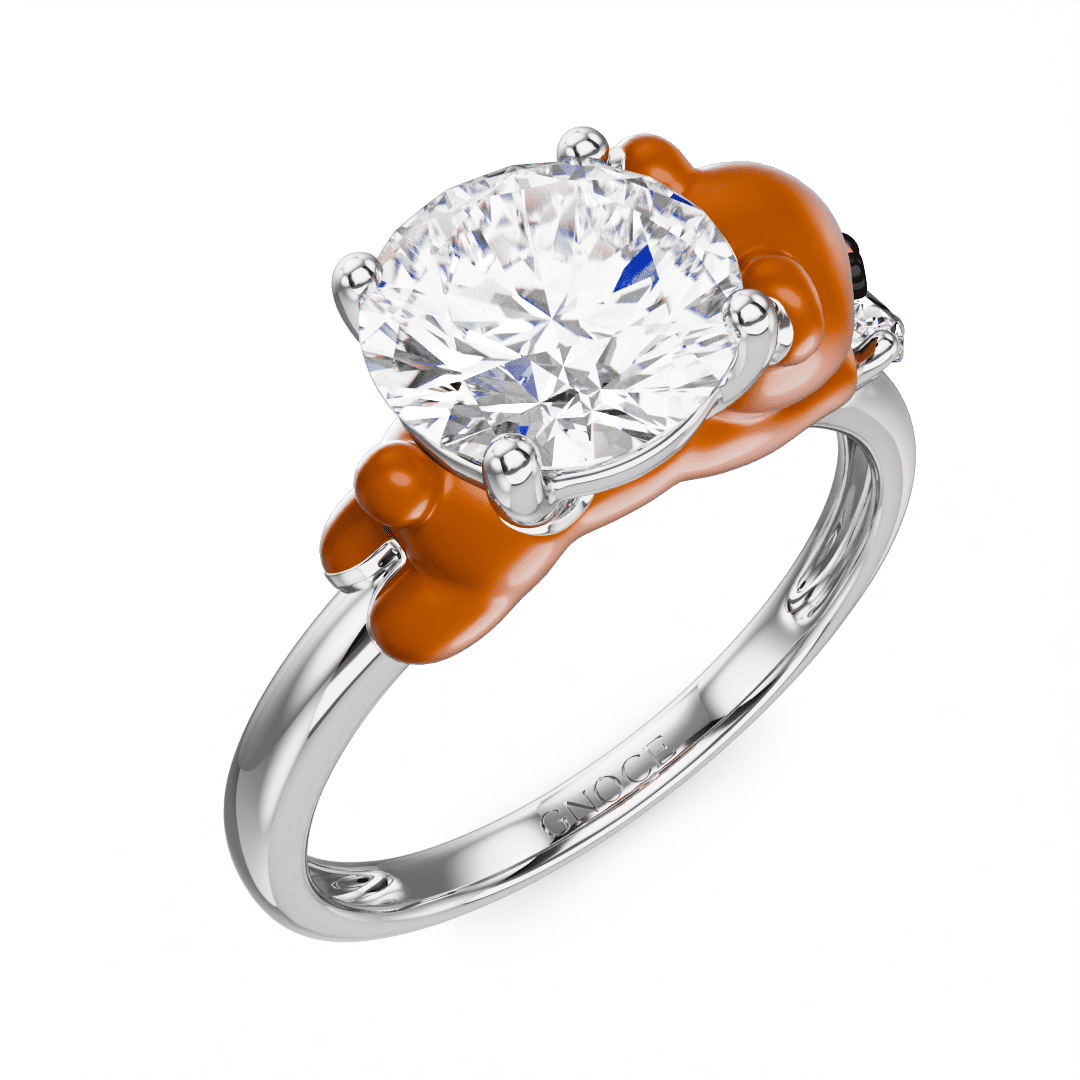 Gnoce Bear Embraces Moissanite Round Cut Ring_3