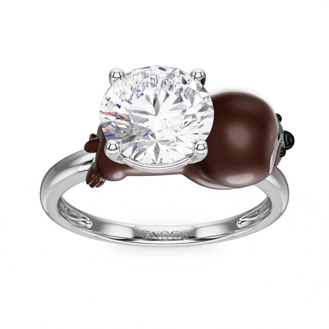 Gnoce Sloth Embraces Moissanite Round Cut Ring_2