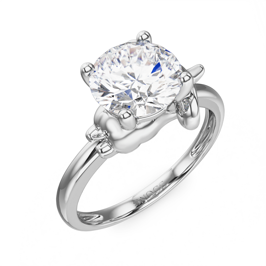 Gnoce Baby Elephant Embraces Moissanite Round Cut Ring_3