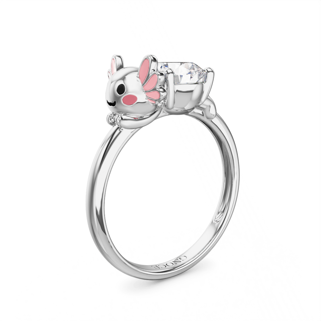 Gnoce Mexican Axolotl Embraces Moissanite Round Cut Ring_1
