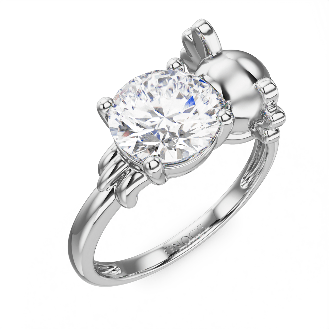 Gnoce Mexican Axolotl Embraces Moissanite Round Cut Ring_3