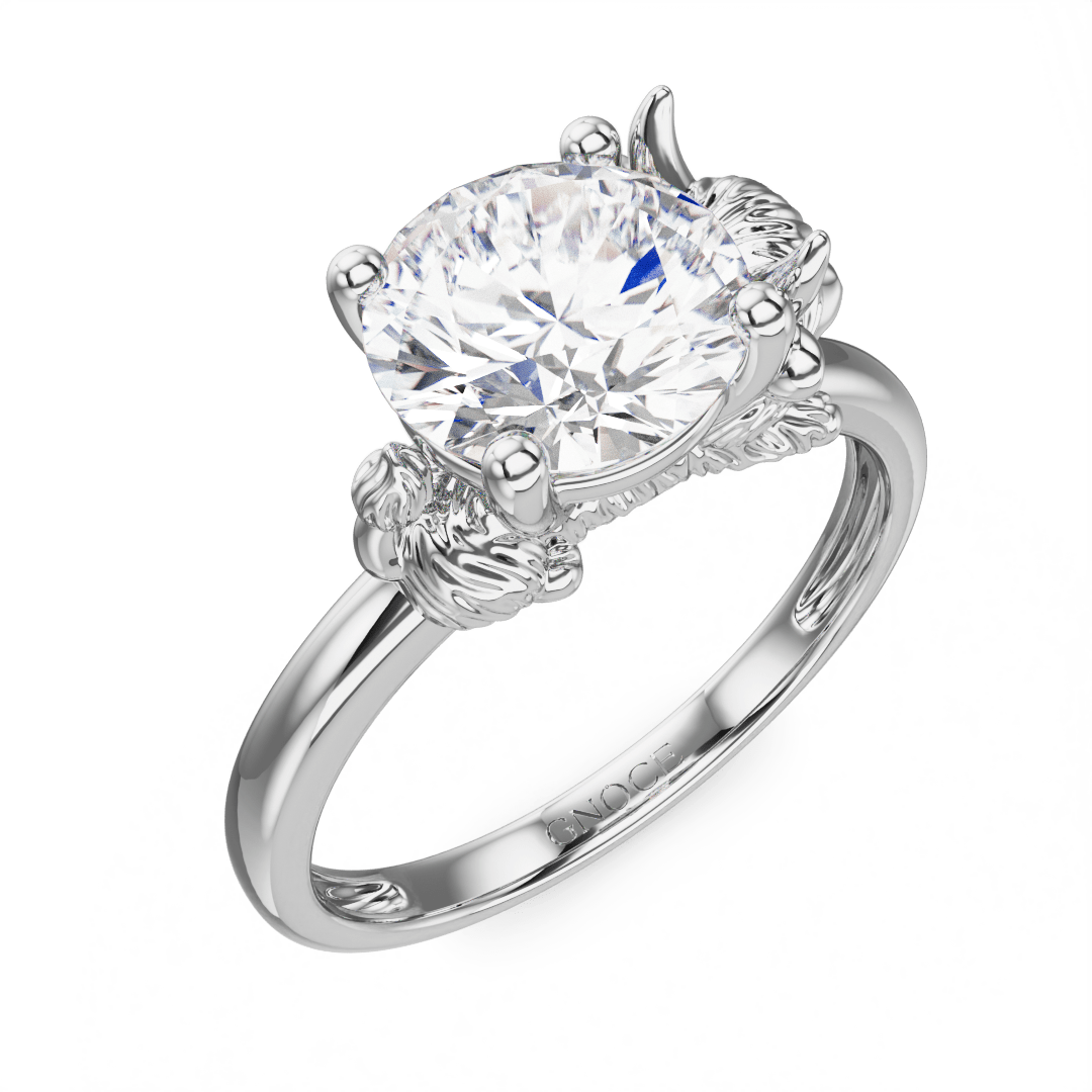 Gnoce Highland Cow Embraces Moissanite Round Cut Ring_3