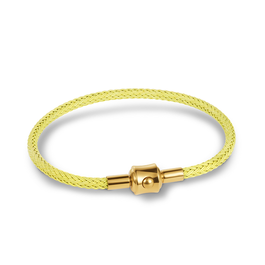 Gnoce Yellow Cylindrical Snap Basic Bracelet with 2 Pieces of Stoppers_1