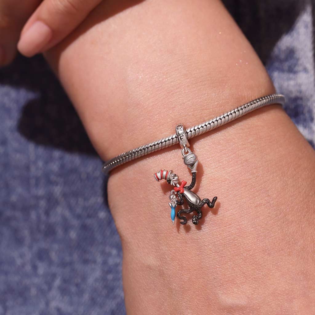 Gnoce The Cat in the Hat with Umbrella Fishbowl Pendant Dangle Charm_6