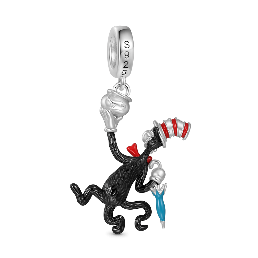 Gnoce The Cat in the Hat with Umbrella Fishbowl Pendant Dangle Charm_2