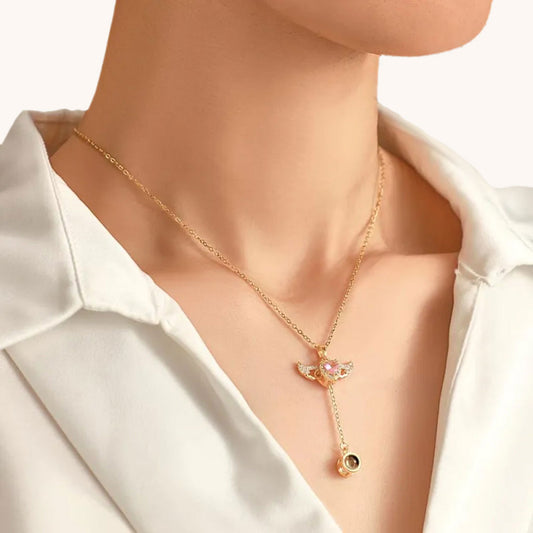 Gnoce Projection Cupid Heart Angel Wings Personalized Photo Necklace_5