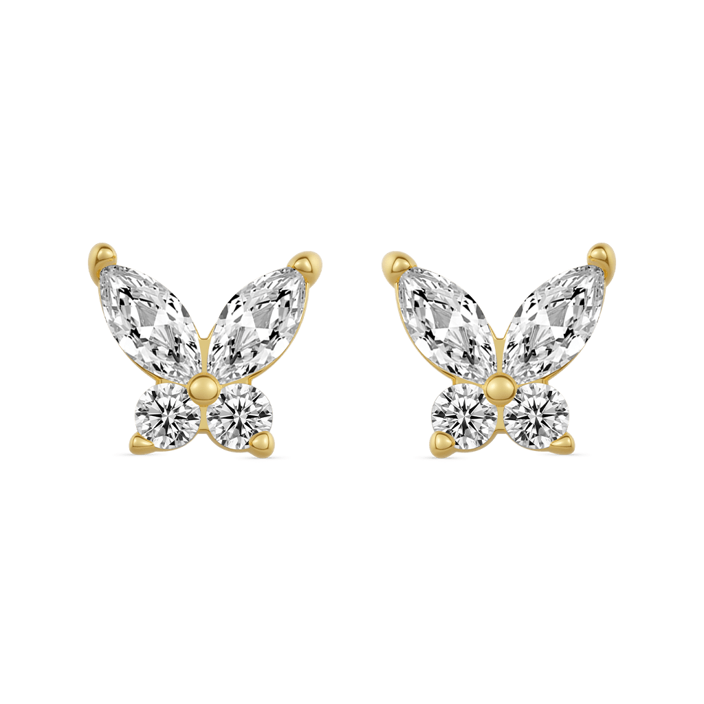 Gnoce 14K/10K Solid Gold Moissanite Butterfly Stud Earrings_4