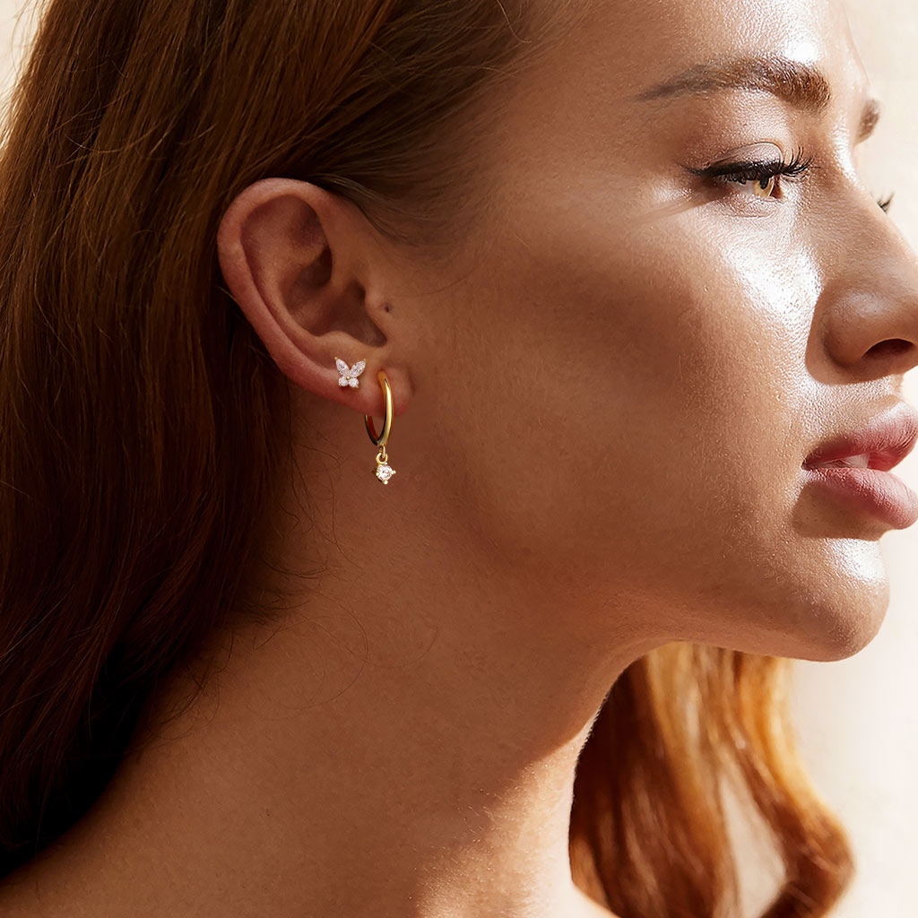 Gnoce 14K/10K Solid Gold Moissanite Butterfly Stud Earrings_3