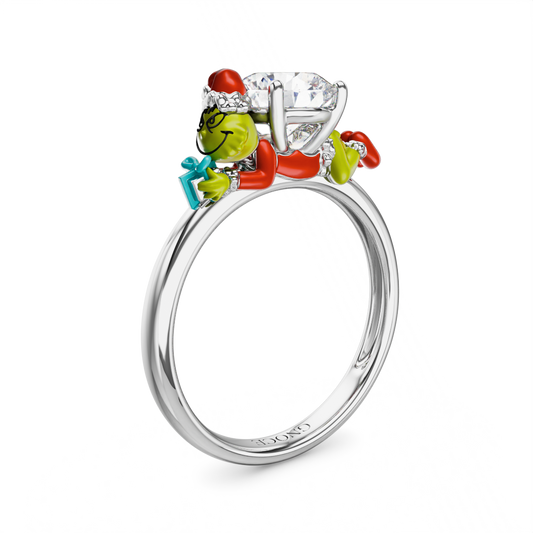 Gnoce Grinch Hug Gift White Moissanite Ring_1