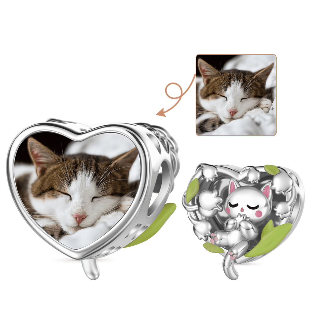 Gnoce Lily of the Valley Cat Personalized Photo Charm_1