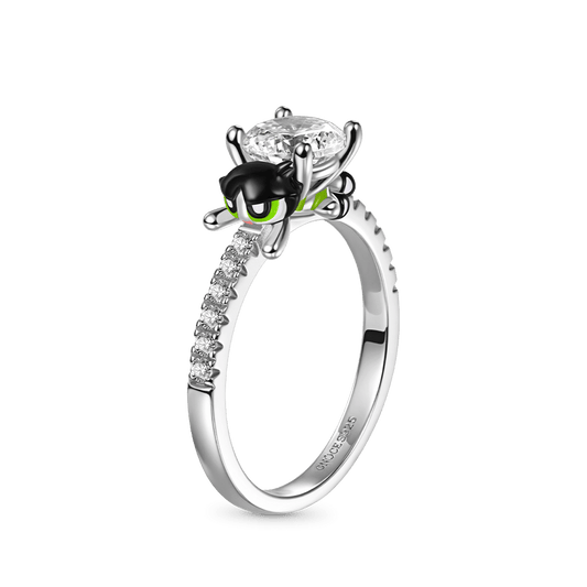 Gnoce The Powerpuff Girls Buttercup Embraces Moissanite Round Cut Ring_1