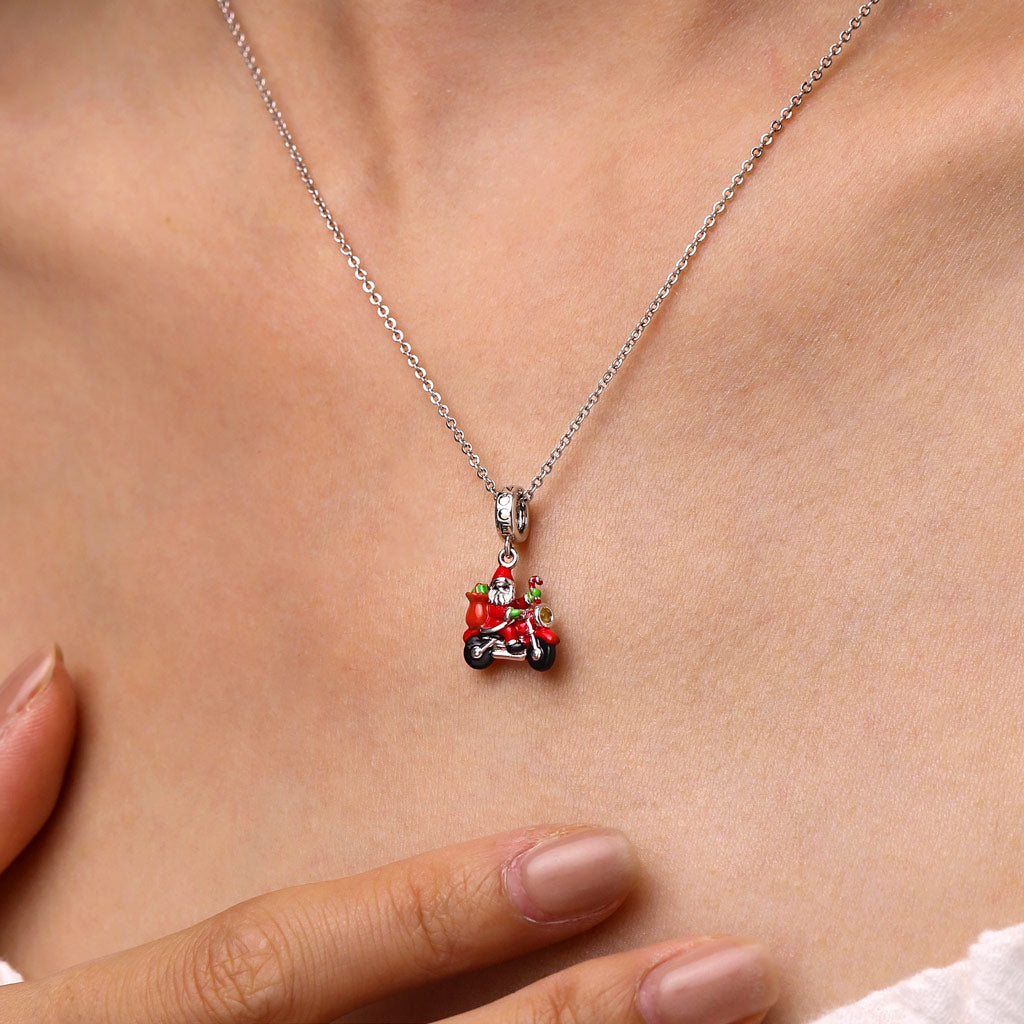 Gnoce Santa Claus Motorcycle Pendant Dangle Charm_2
