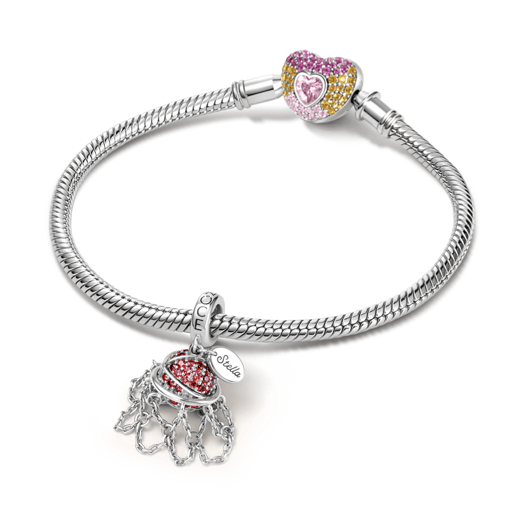 Gnoce Engravable Birthstone Basketball Hoop Pendant Dangle Charm_3