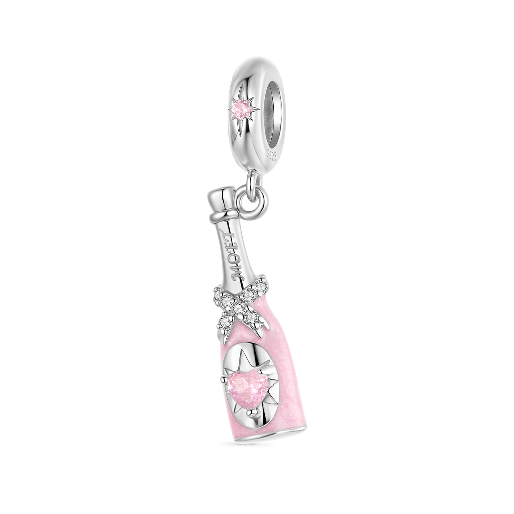 Gnoce Pink Champagne Bottle Pendant Dangle Charm_1
