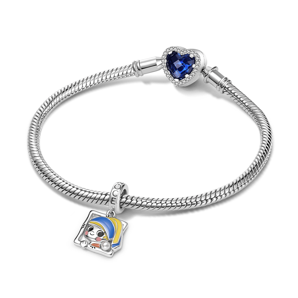 Gnoce Oil Painting Girl Pendant Dangle Charm_3