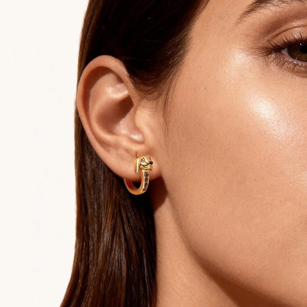 Gnoce Dachshund Huggie Hoop Earrings_2