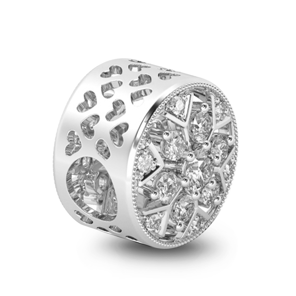 Gnoce "Pure Love " Snowflake Charm Best Christmas Gift for her 925 Sterling Silver Hollow Bead Charm_2