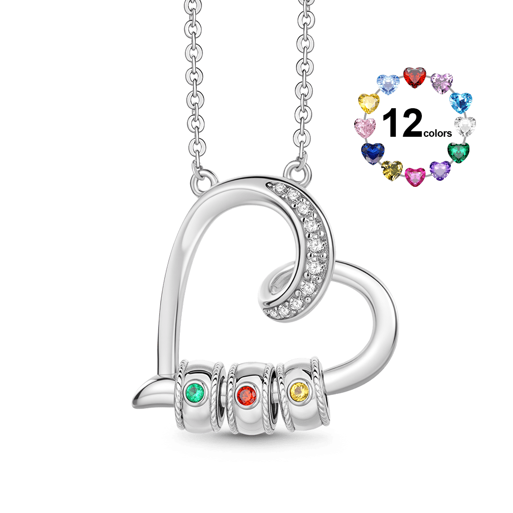Gnoce Customized Birthstone Heart-shaped Openable Necklace_1