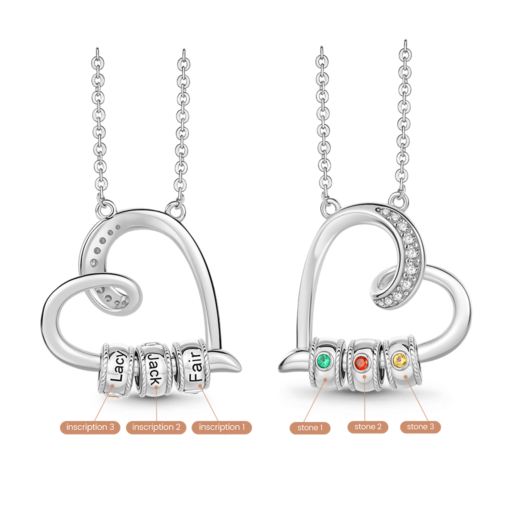 Gnoce Customized Birthstone Heart-shaped Openable Necklace_2