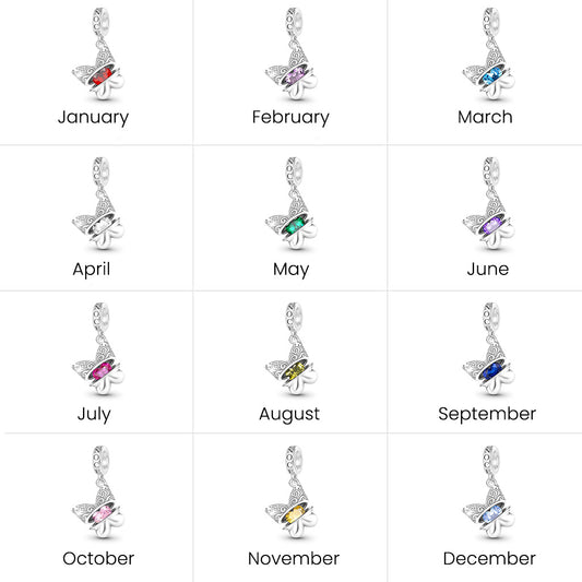 Gnoce Openable Butterfly Birthstone Pendant Dangle Charm_7