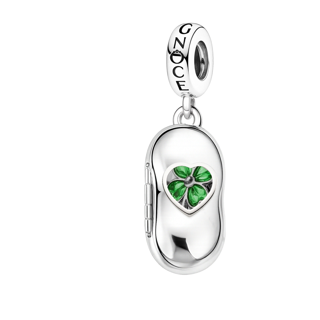 Gnoce Glow-in-the-Dark Lucky Clover Bean Pod Engravable Pendant Dangle Charm_1