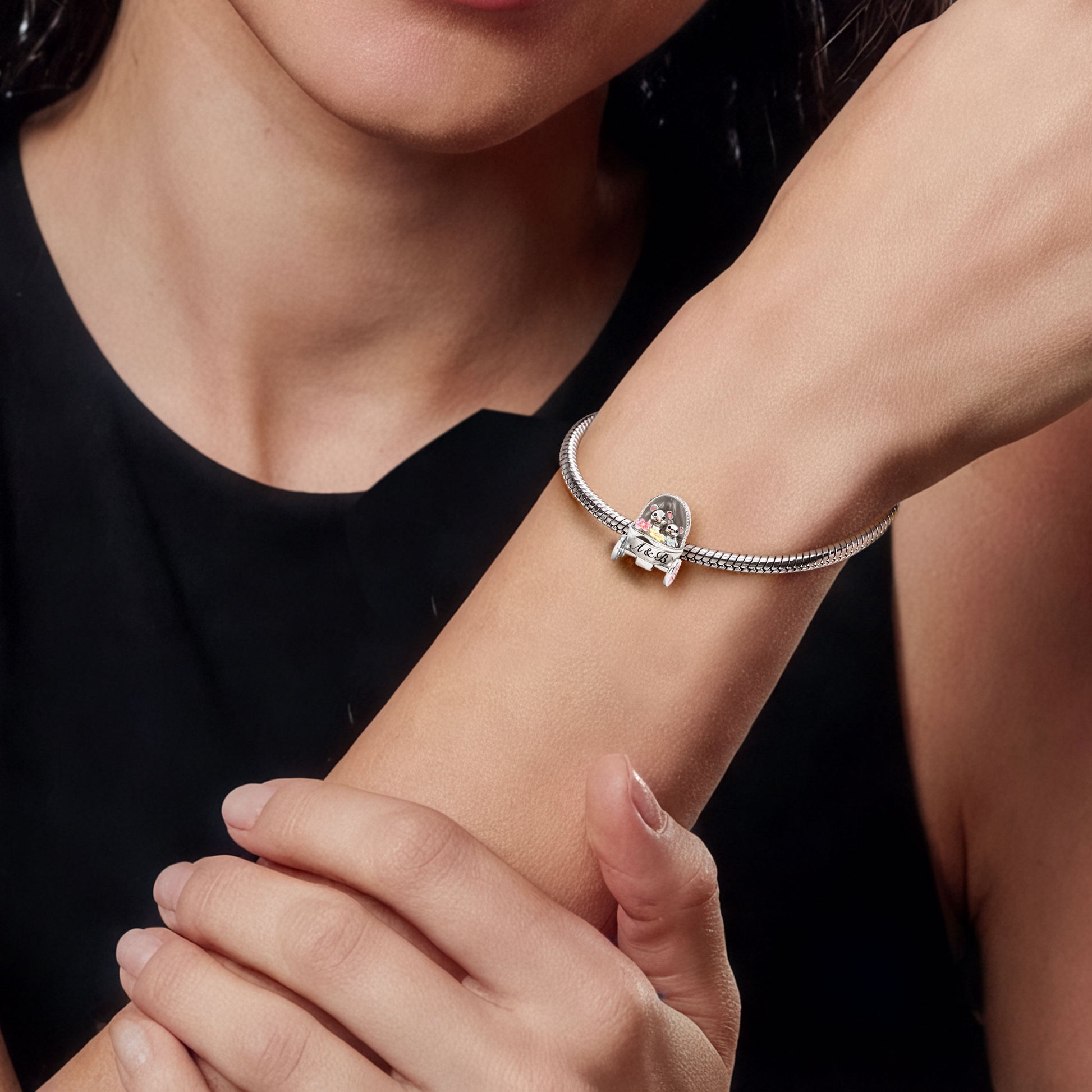 Gnoce Mother's Day Baby Stroller Mother & Baby Mouse Charm_2