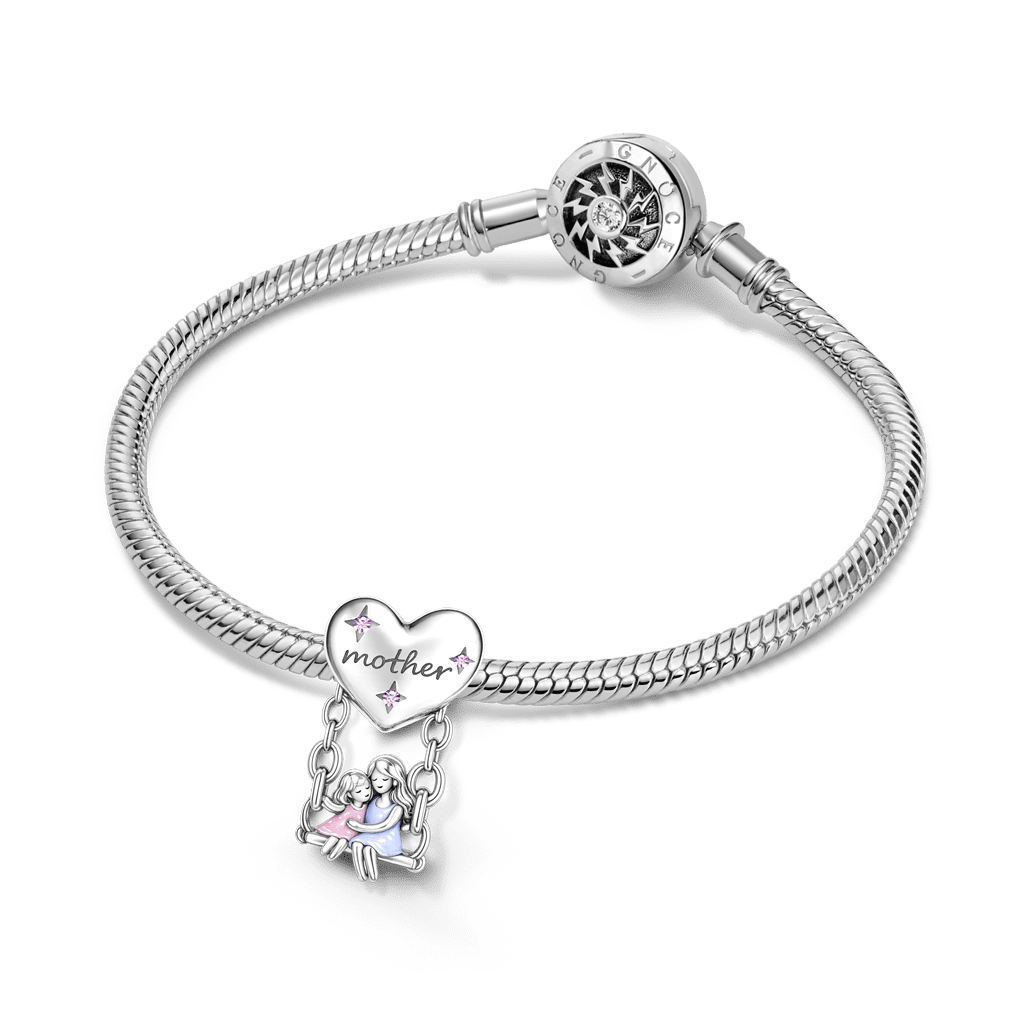 Gnoce Mother & Daughter Swinging Birthstone Charm_3