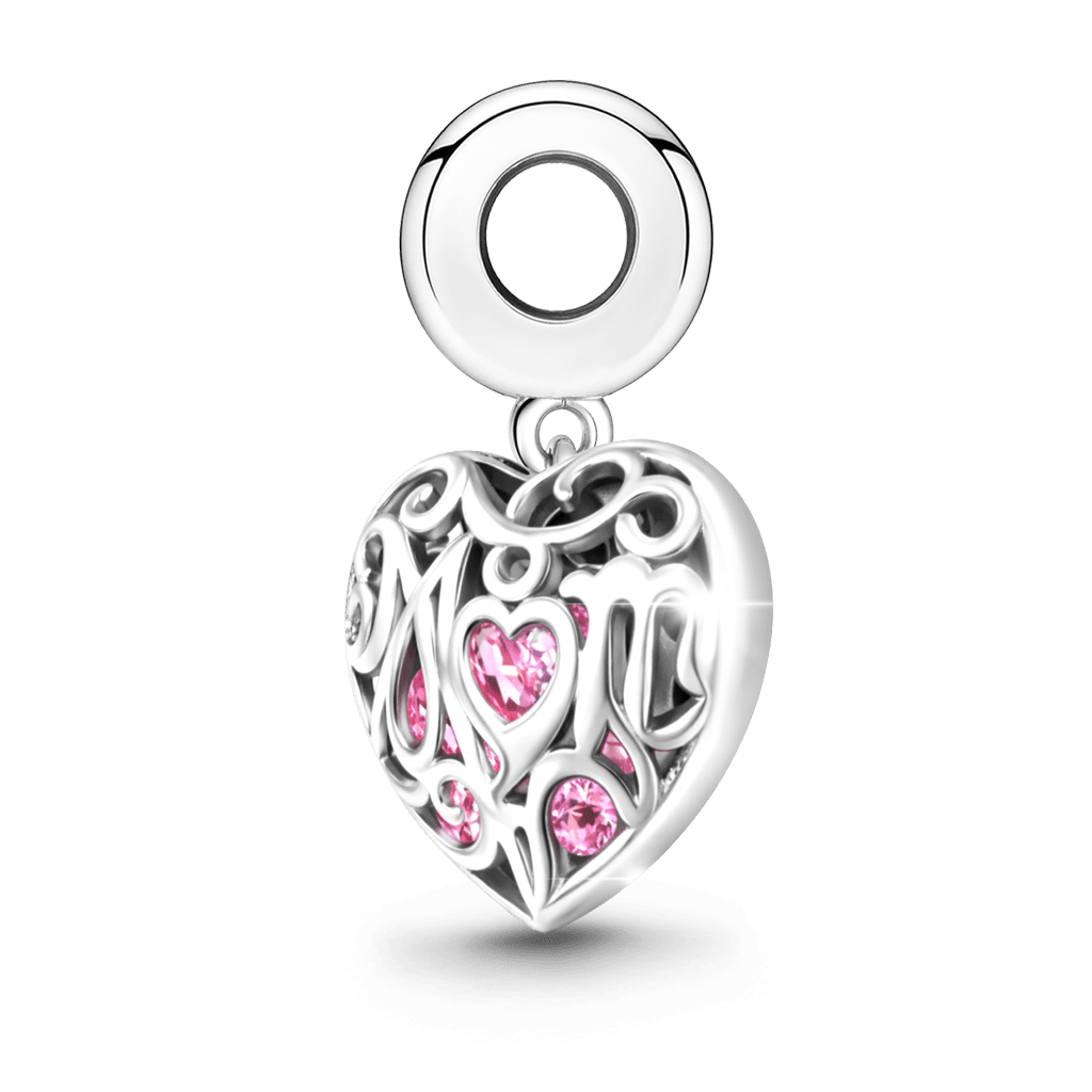 Gnoce Love Mom Heart Hollow-out Birthstone Pendant Dangle Charm_5
