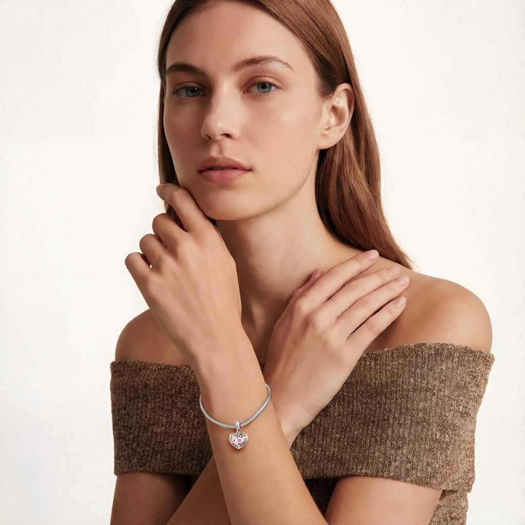 Gnoce Love Mom Heart Hollow-out Birthstone Pendant Dangle Charm_4